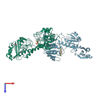PDB entry 2p9c coloured by chain, top view.