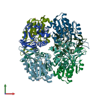 PDB entry 2p9j coloured by chain, front view.