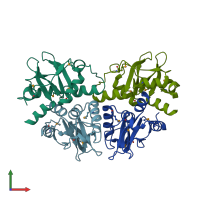 PDB entry 2p9m coloured by chain, front view.