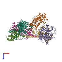 PDB entry 2p9p coloured by chain, top view.