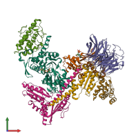 PDB 2p9s coloured by chain and viewed from the front.