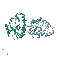 PDB entry 2p9y coloured by chain, front view.