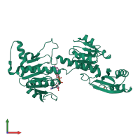 PDB entry 2pa3 coloured by chain, front view.