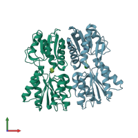PDB entry 2paf coloured by chain, front view.
