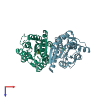 PDB entry 2paf coloured by chain, top view.