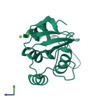 PDB entry 2pag coloured by chain, side view.