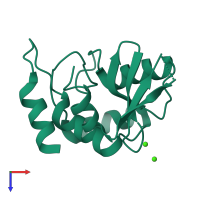 PDB entry 2pag coloured by chain, top view.