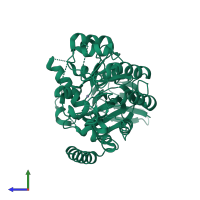 PDB entry 2paj coloured by chain, side view.