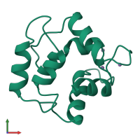 PDB entry 2pal coloured by chain, front view.