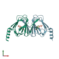 PDB entry 2pam coloured by chain, front view.
