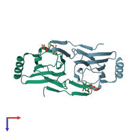 PDB entry 2pam coloured by chain, top view.
