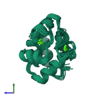 PDB entry 2pas coloured by chain, ensemble of 9 models, side view.