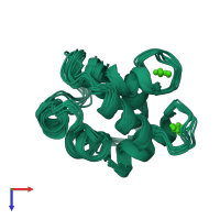 PDB entry 2pas coloured by chain, ensemble of 9 models, top view.