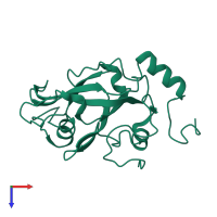 PDB entry 2pb7 coloured by chain, top view.