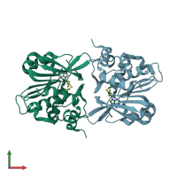 PDB entry 2pbf coloured by chain, front view.