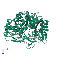 PDB entry 2pbg coloured by chain, top view.