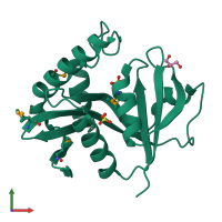 PDB entry 2pc1 coloured by chain, front view.