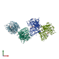 PDB entry 2pc9 coloured by chain, front view.