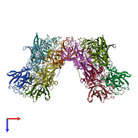 PDB entry 2pcd coloured by chain, top view.