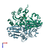 PDB entry 2pcg coloured by chain, top view.