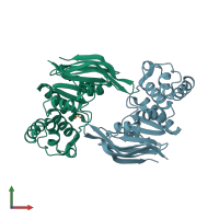 PDB entry 2pcj coloured by chain, front view.