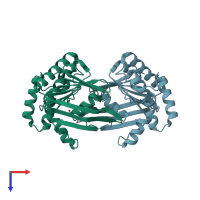 PDB entry 2pcj coloured by chain, top view.