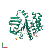 PDB entry 2pcl coloured by chain, front view.