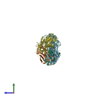 PDB entry 2pcp coloured by chain, side view.
