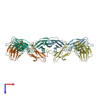 PDB entry 2pcp coloured by chain, top view.