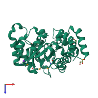 PDB entry 2pcq coloured by chain, top view.