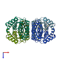 PDB entry 2pcr coloured by chain, top view.