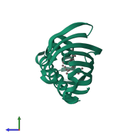 PDB entry 2pcs coloured by chain, side view.