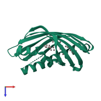 PDB entry 2pcs coloured by chain, top view.