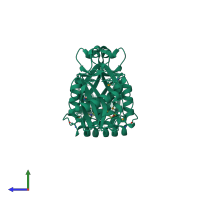 Homo dimeric assembly 1 of PDB entry 2pd0 coloured by chemically distinct molecules, side view.