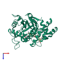PDB entry 2pdb coloured by chain, top view.