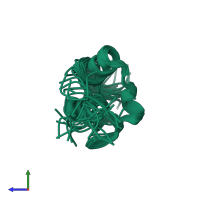 PDB entry 2pdd coloured by chain, ensemble of 35 models, side view.