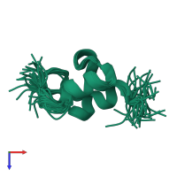 PDB entry 2pdd coloured by chain, ensemble of 35 models, top view.