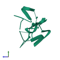 PDB entry 2pde coloured by chain, side view.