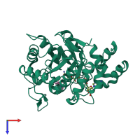 PDB entry 2pdj coloured by chain, top view.