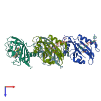 PDB entry 2pdr coloured by chain, top view.