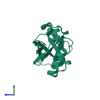 Ubiquitin in PDB entry 2pea, assembly 1, side view.