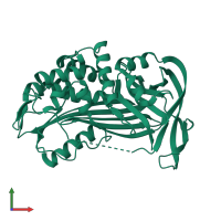 PDB entry 2pef coloured by chain, front view.