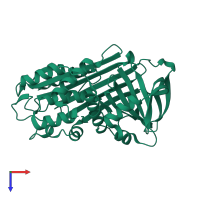 PDB entry 2pef coloured by chain, top view.