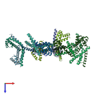 PDB entry 2pei coloured by chain, top view.