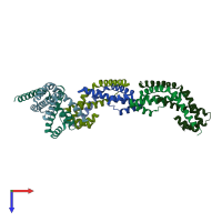 PDB entry 2pej coloured by chain, top view.