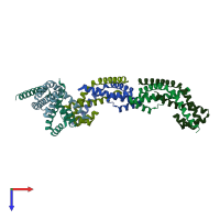PDB entry 2pek coloured by chain, top view.