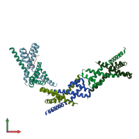 PDB entry 2pem coloured by chain, front view.