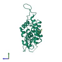 PDB entry 2per coloured by chain, side view.