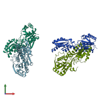 PDB entry 2pfk coloured by chain, front view.