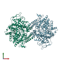 PDB entry 2pfl coloured by chain, front view.